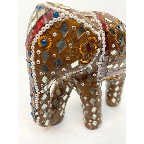 Circus Elephant Jeweled Beaded Chained Decorative Collectible 4” X 4”Figurine - Picture 8 of 11